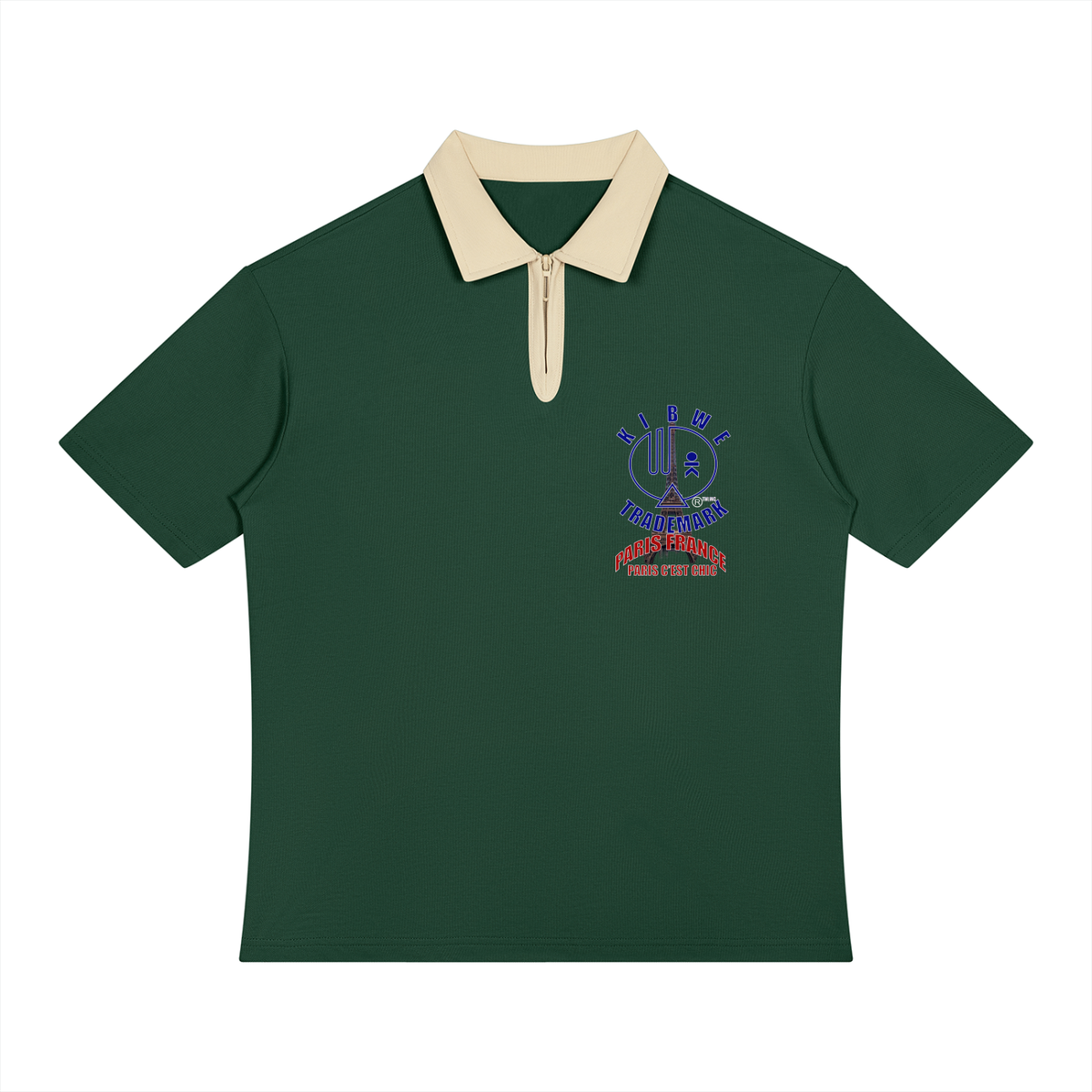 Unisex Color Block Quarter-Zip Polo Shirt