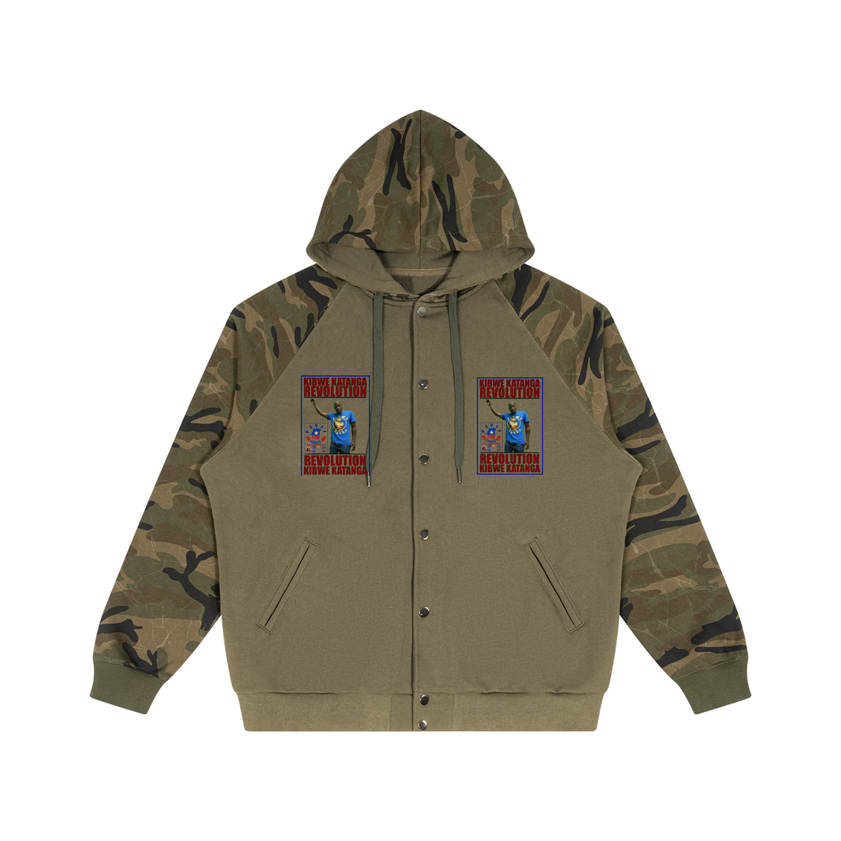 Unisex Camo-Splice Raglan Zip Hoodie