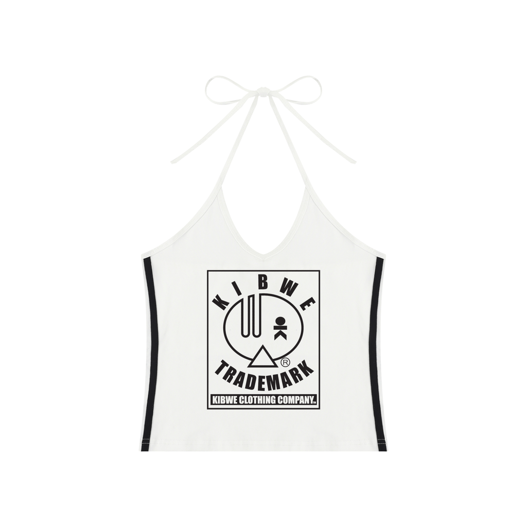 Women's Color Block Halter Crop Tank Top