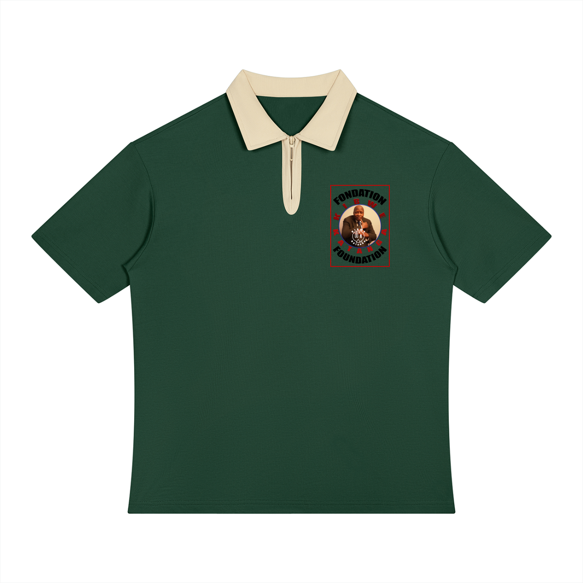 Unisex Color Block Quarter-Zip Polo Shirt