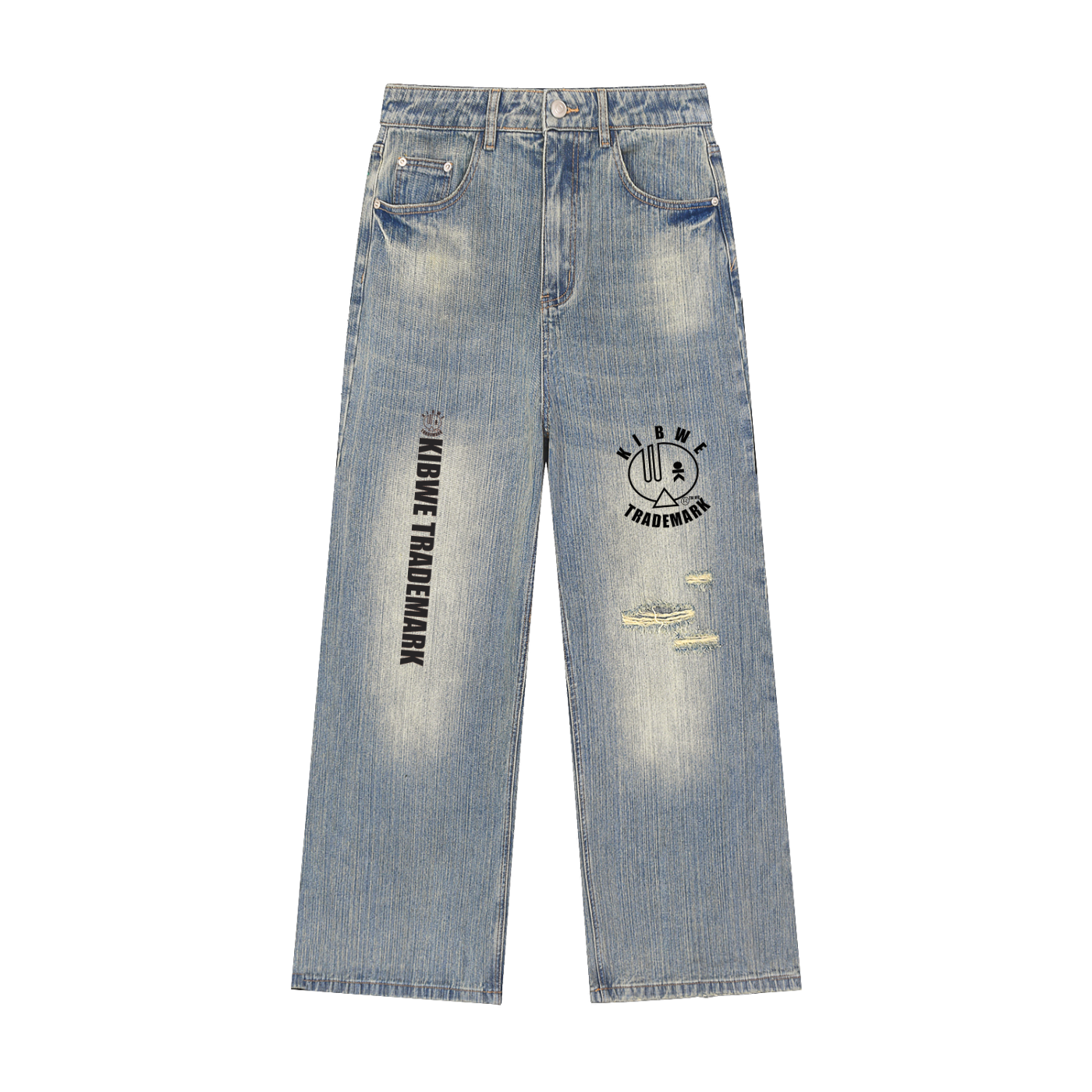 Vintage Wash Distressed Denim Jeans