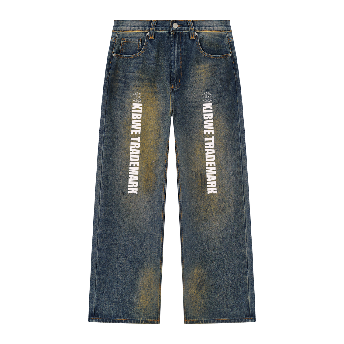 Men's Vintage Wash Wide Leg Denim Jeans