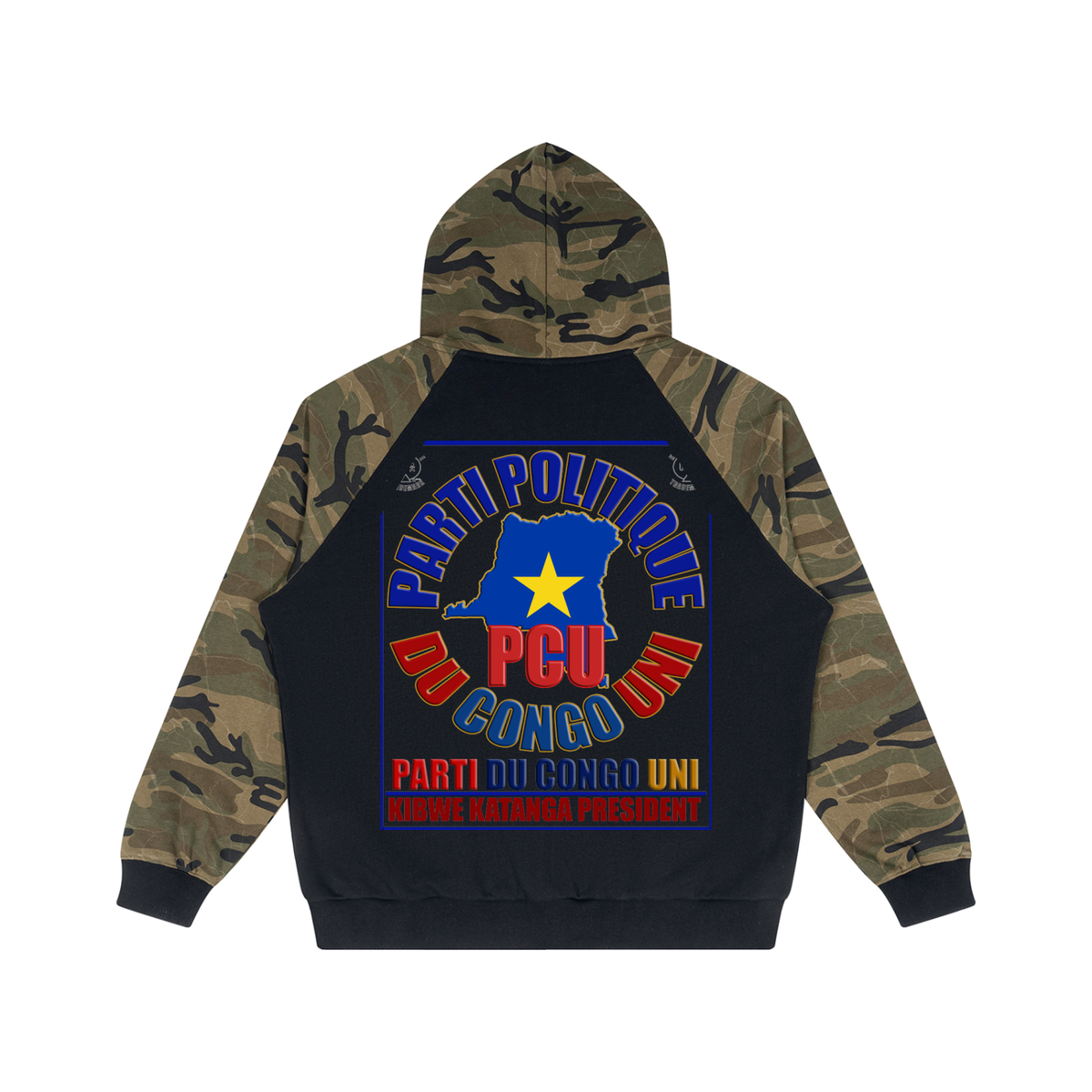 Unisex Camo-Splice Raglan Zip Hoodie
