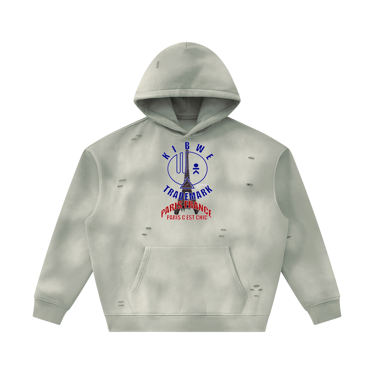Unisex Sunfade Frayed Fleece Hoodie