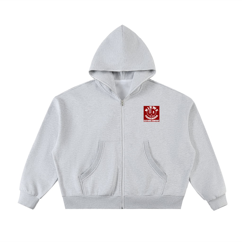 Fleeced Full-Zip Boxy Hoodie
